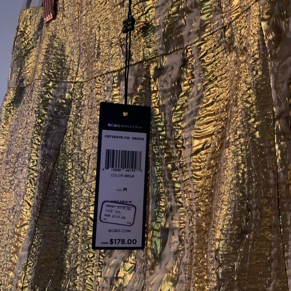 Festive metallic gold BCBG mini skirt with tags! - Picture 3 of 3